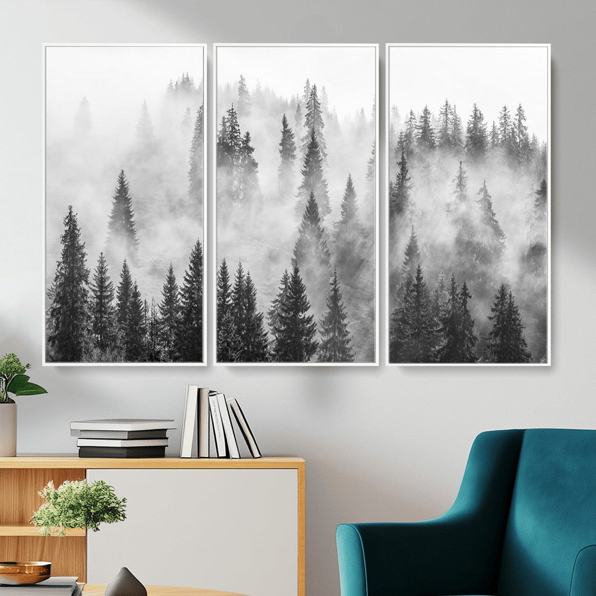 Forest Wall Art Print | Foggy Pine Forest Canvas Wall Art -