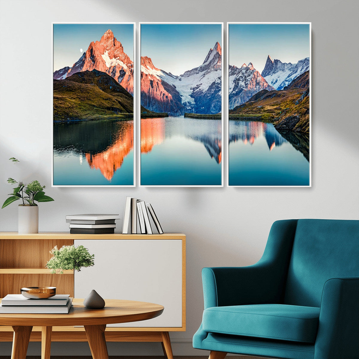Landscape Mountain and Lake View Wall Art Canvas Print