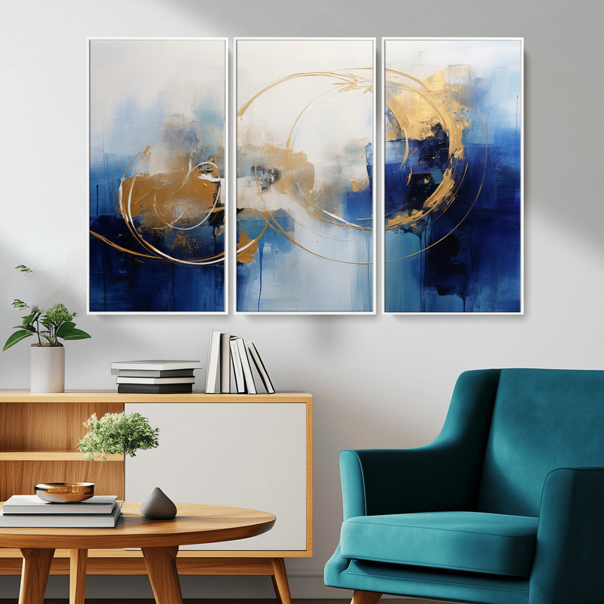 Navy Blue Abstract Wall Art Canvas Print