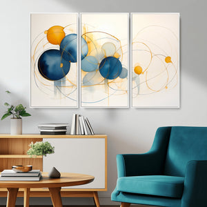 Geometric Blue Orange Abstract Wall Art Canvas, Geometric