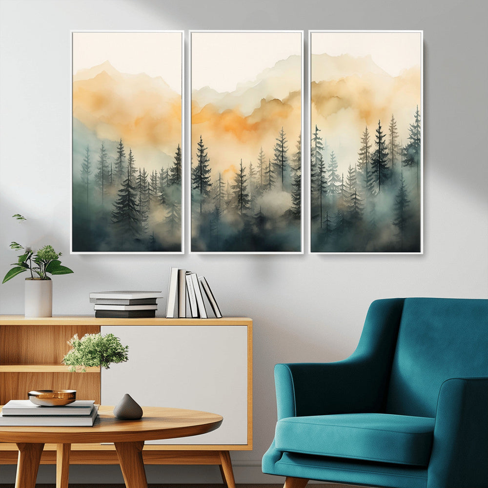Abstract Forest Print - Mountain Wall Art | Autumn Landscape