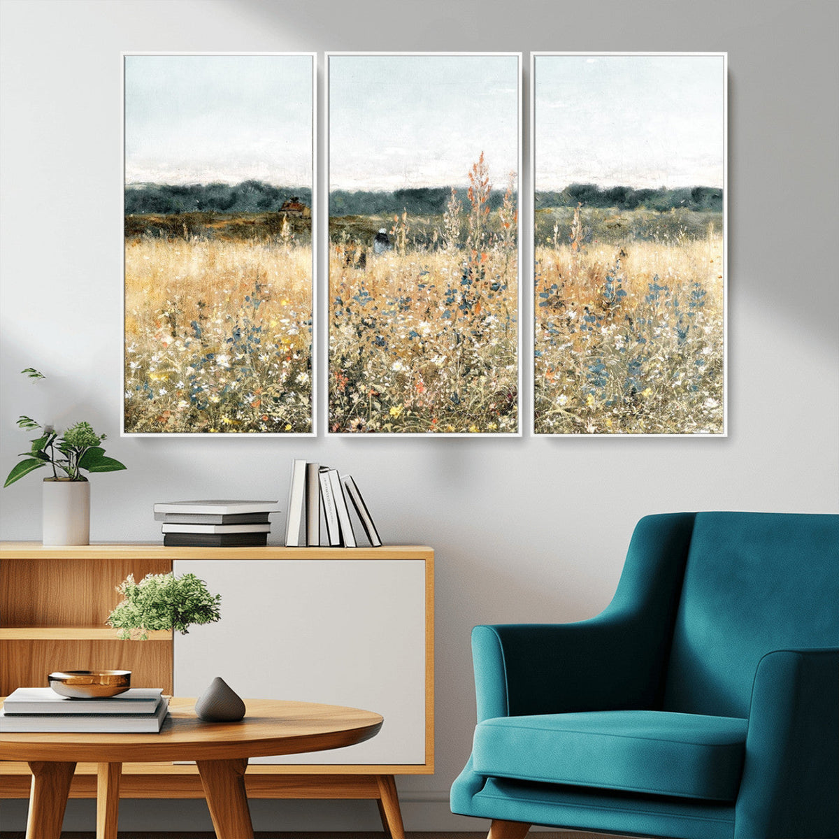Wildflower Field Wall Art Canvas | Nature-Inspired Landscape