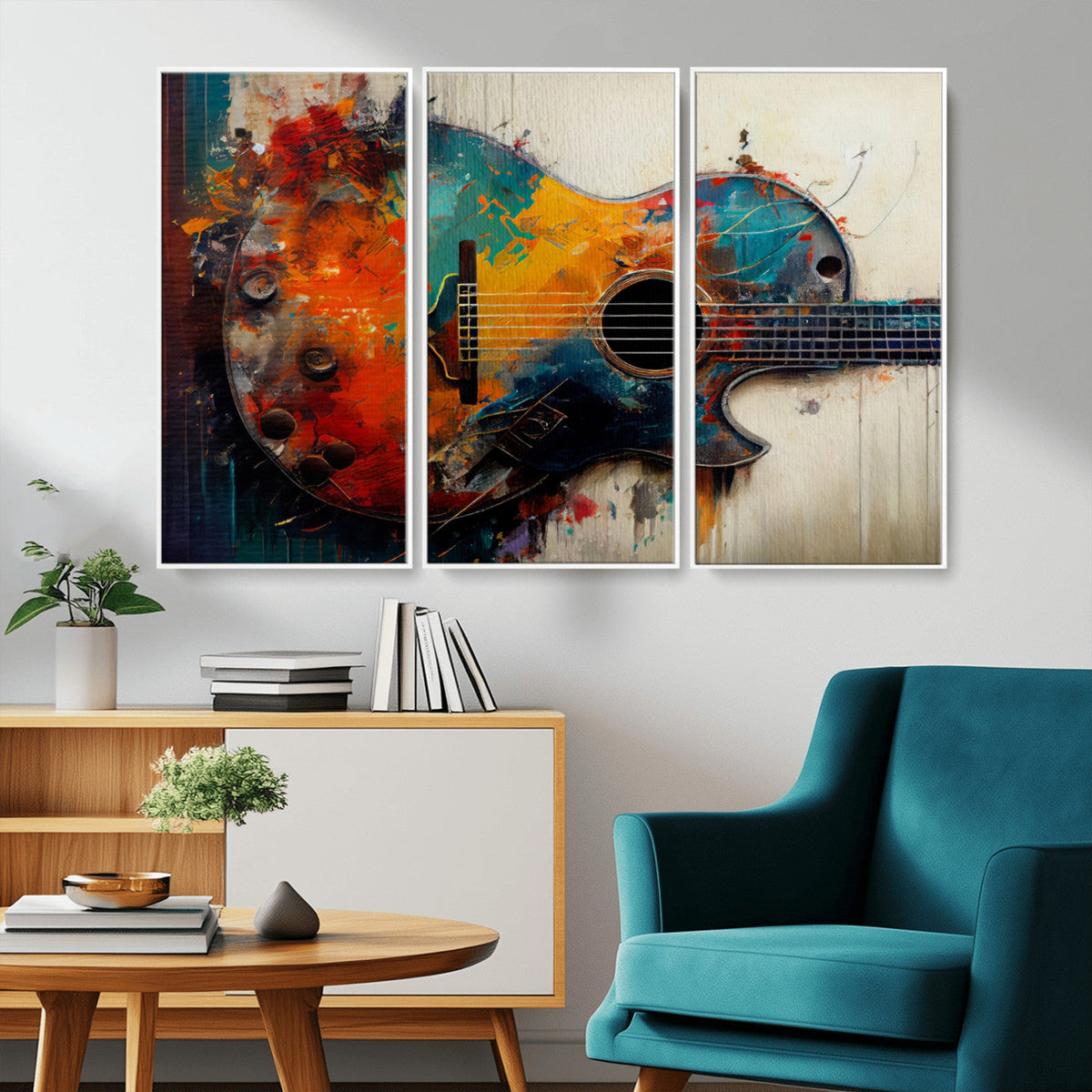 Abstract Guitar Wall Art Canvas | Vibrant Music-Inspired Art