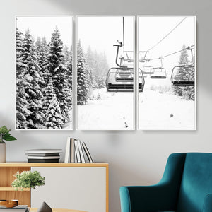 Ski Wall Art - Ski Lift Wall Art Canvas Print Snow Covered