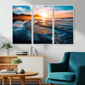Sunset Beach Ocean Canvas Wall Art – Tranquil Ocean