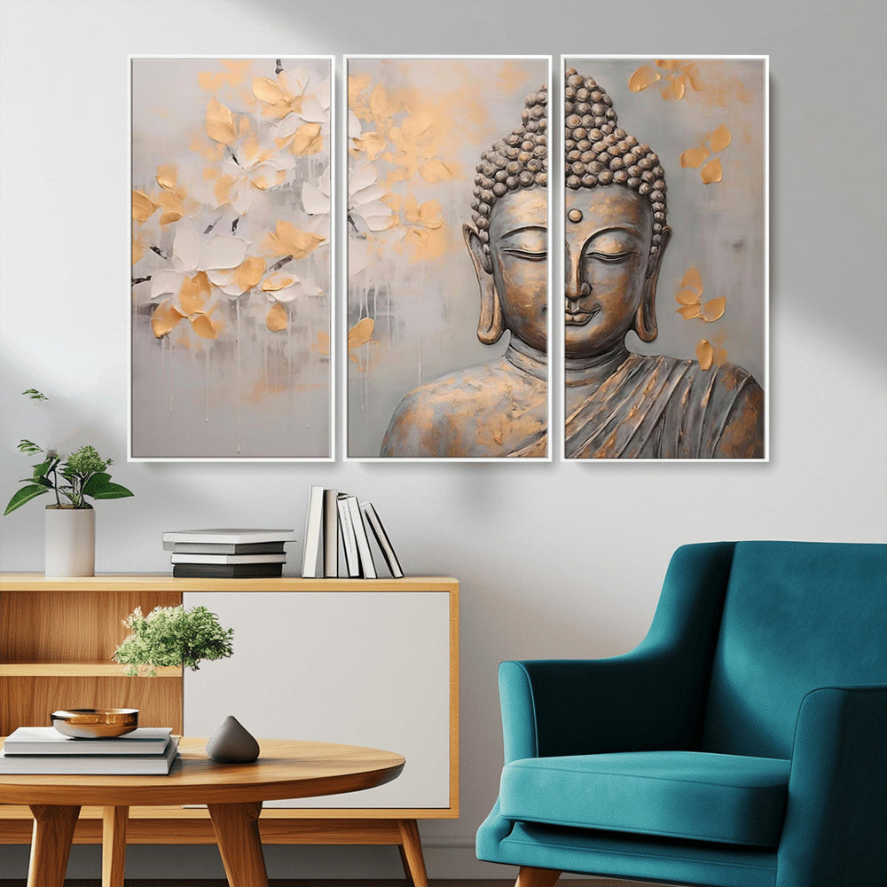 Abstract Buddha Statue Wall Art Canvas Print - Modern