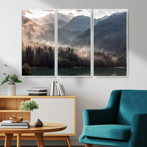 Foggy Mountain Canvas Print Forest Wall Art