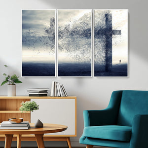 Jesus and the Fading Cross Wall Art Print – Symbol of Faith,