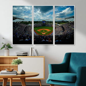 3-Panel Kauffman Stadium Wall Art Print | Large Kansas City