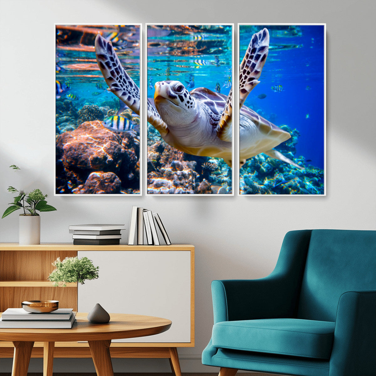 Underwater Sea Turtle Wall Art Canvas Print – Vibrant Ocean