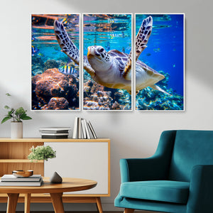 Underwater Sea Turtle Wall Art Canvas Print – Vibrant Ocean