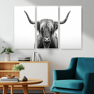 Highland Wall Art Canvas Print – Minimalist Black and White