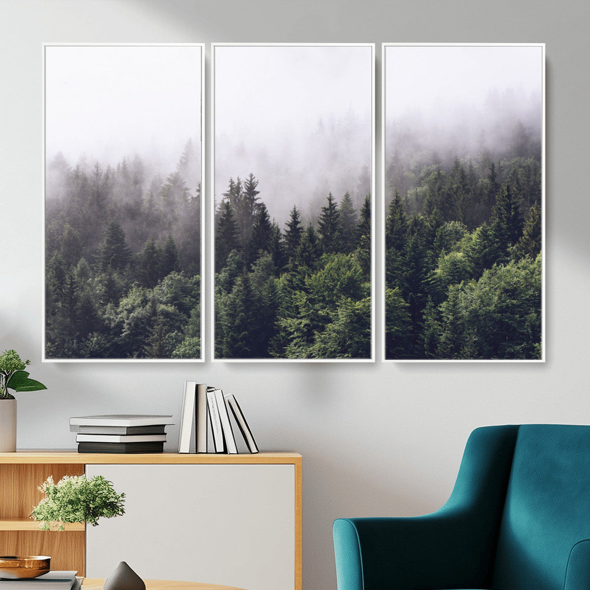Misty Forest Wall Art | Foggy Forest Canvas Print | Large