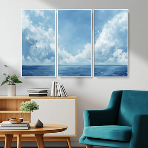 Abstract Ocean Print Artwork- Serene Blue Ocean Canvas Wall