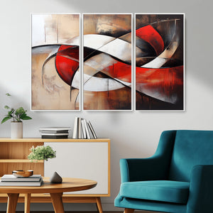 Abstract Wall Art - Modern Red and White Canvas Wall Art