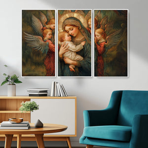 Mary Jesus Canvas Wall Art Print - Madonna and Child with