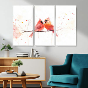 Cardinal Bird Canvas Wall Art - Male and Female Cardinal