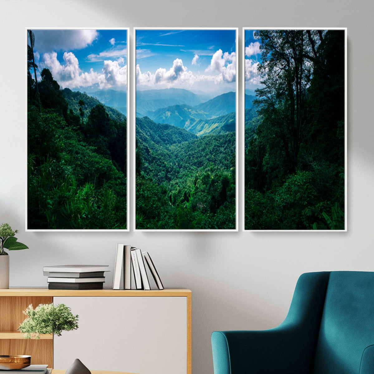 Tropical Jungle Wall Art Canvas Print – Framed Lush Valley