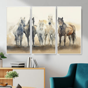 Wild Horses Wall Art Canvas Print, Framed Running Horses Art