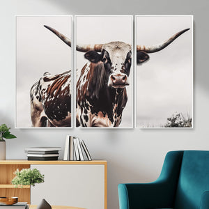Texas Longhorn Wall Art Canvas Print – Framed Spotted Bull