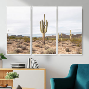 Saguaro Cactus Wall Art – Framed Desert Canvas Artwork,