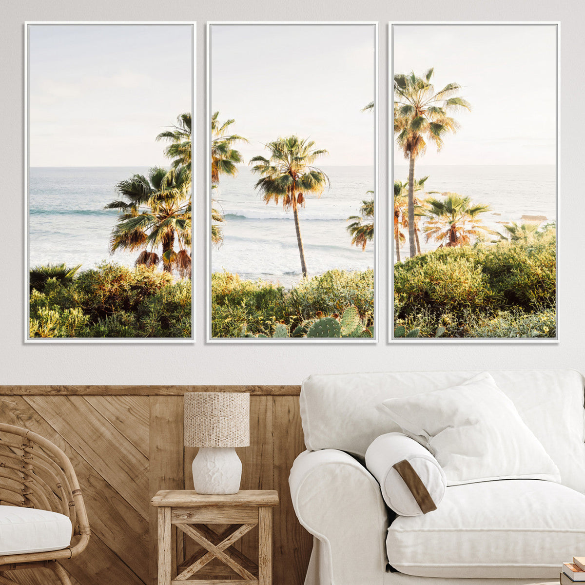 California Coast Palm Trees Wall Art Canvas Print – Framed