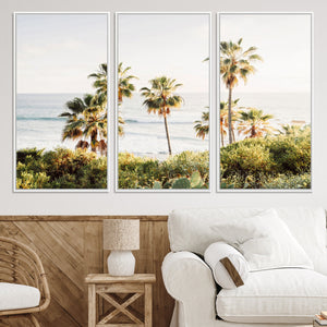 California Coast Palm Trees Wall Art Canvas Print – Framed