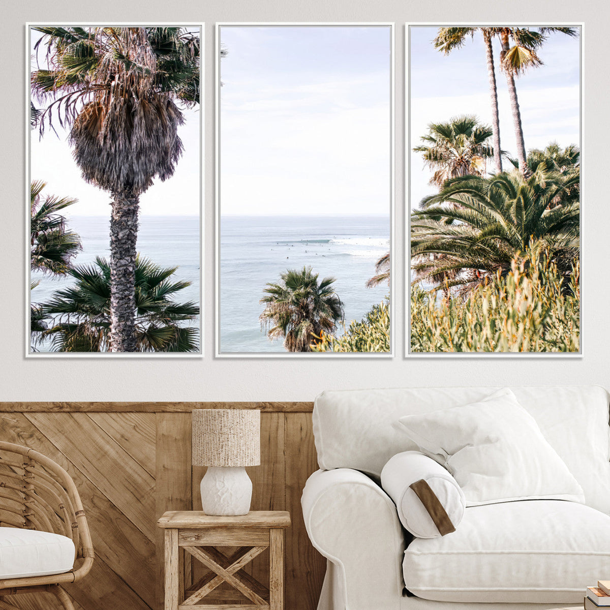 Coastal Palm Trees Wall Art Canvas Print – Framed Ocean