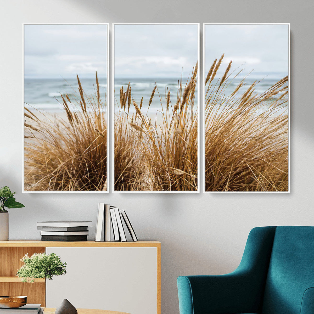 Beach Grass Wall Art Canvas Print – Framed Coastal Dunes Art