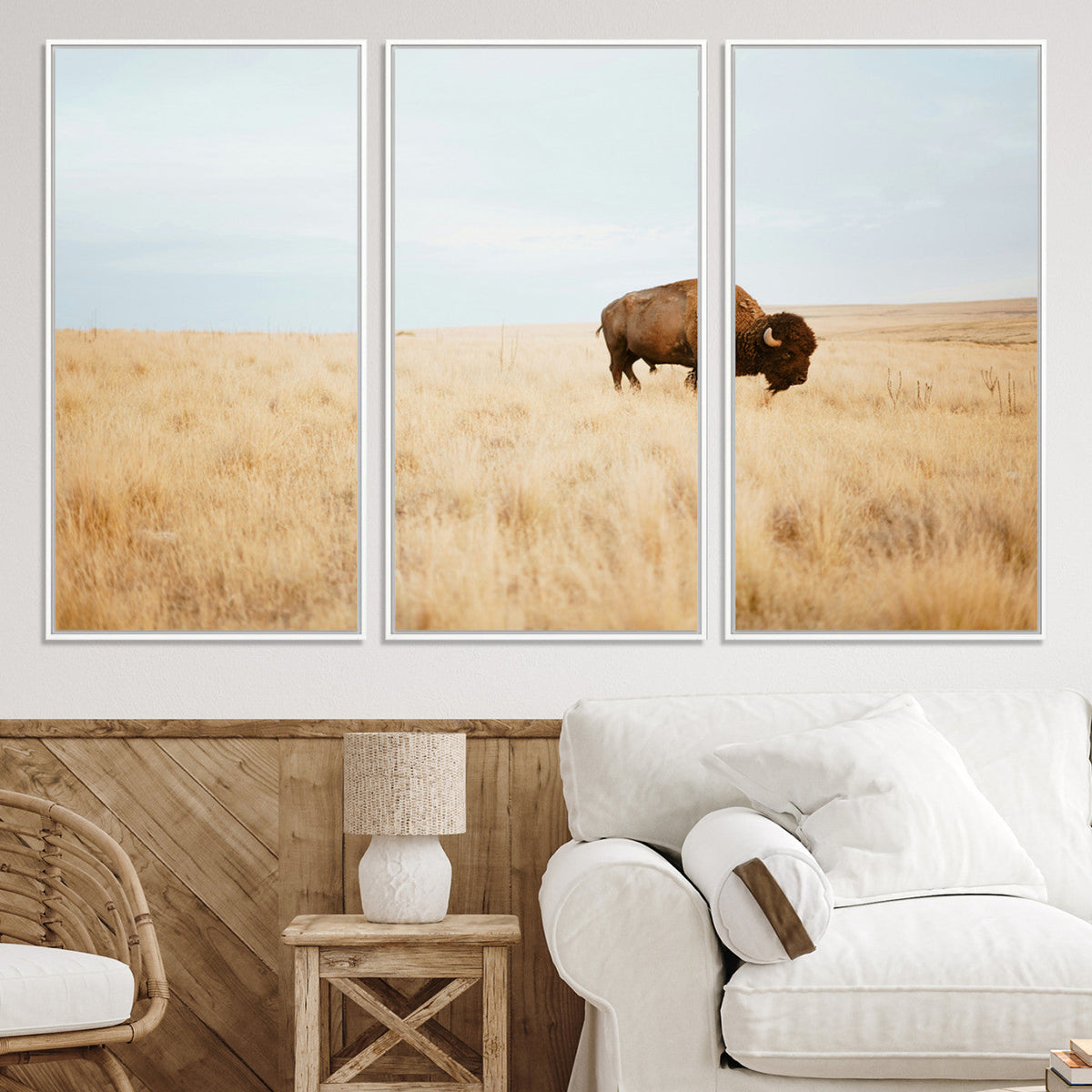 Buffalo Wall Art Canvas Print – Framed Western Wildlife