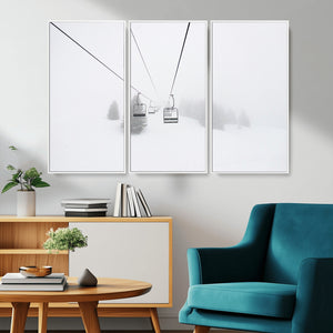 Ski Lift Wall Art Canvas Print – Snowy Alpine Landscape