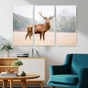 Vintage Wildlife Wall Art Canvas Print – Misty Landscape