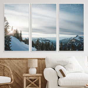 Snowy Mountain Wall Art Canvas Print – Frosty Peaks Alpine
