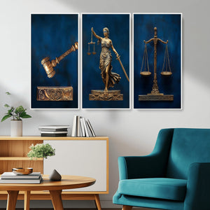 Lady Justice Wall Art Canvas Print – Elegant Gold Legal