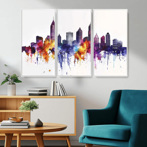 Atlanta Skyline Wall Art Canvas Print – Framed Colorful