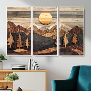 Wood Mountain Wall Art Canvas Print – Layered Forest and