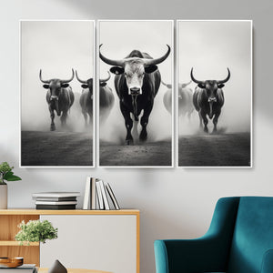 Texas Longhorn Wall Art Canvas Print, Framed Speckled Cow