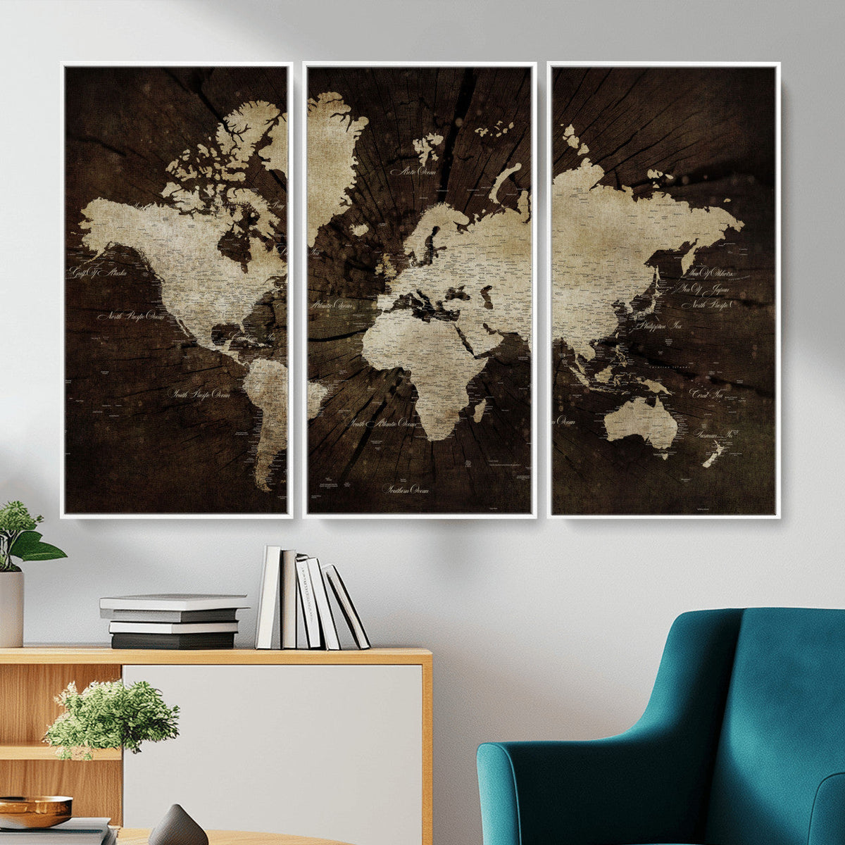 World Map Wall Art Canvas Print – Framed Travel Map Wall Art