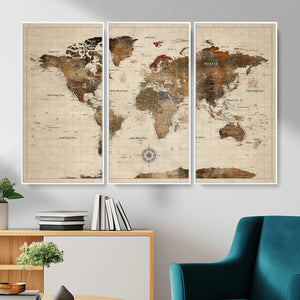 World Map Canvas Print – Framed Detailed Map of the World