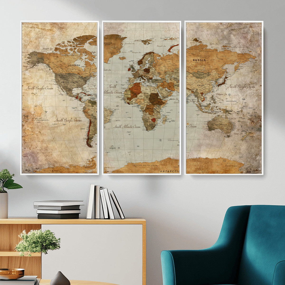 World Map Canvas Print – Detailed Map of the World Wall Art