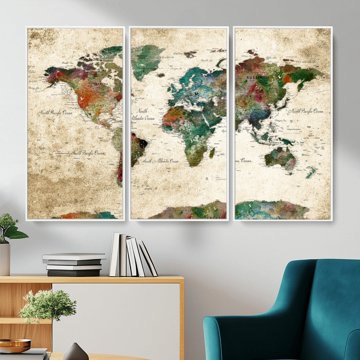 World Map Canvas Print – Framed Detailed Map of the World