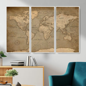 World Map Canvas Print – Framed Travel Map Wall Art for
