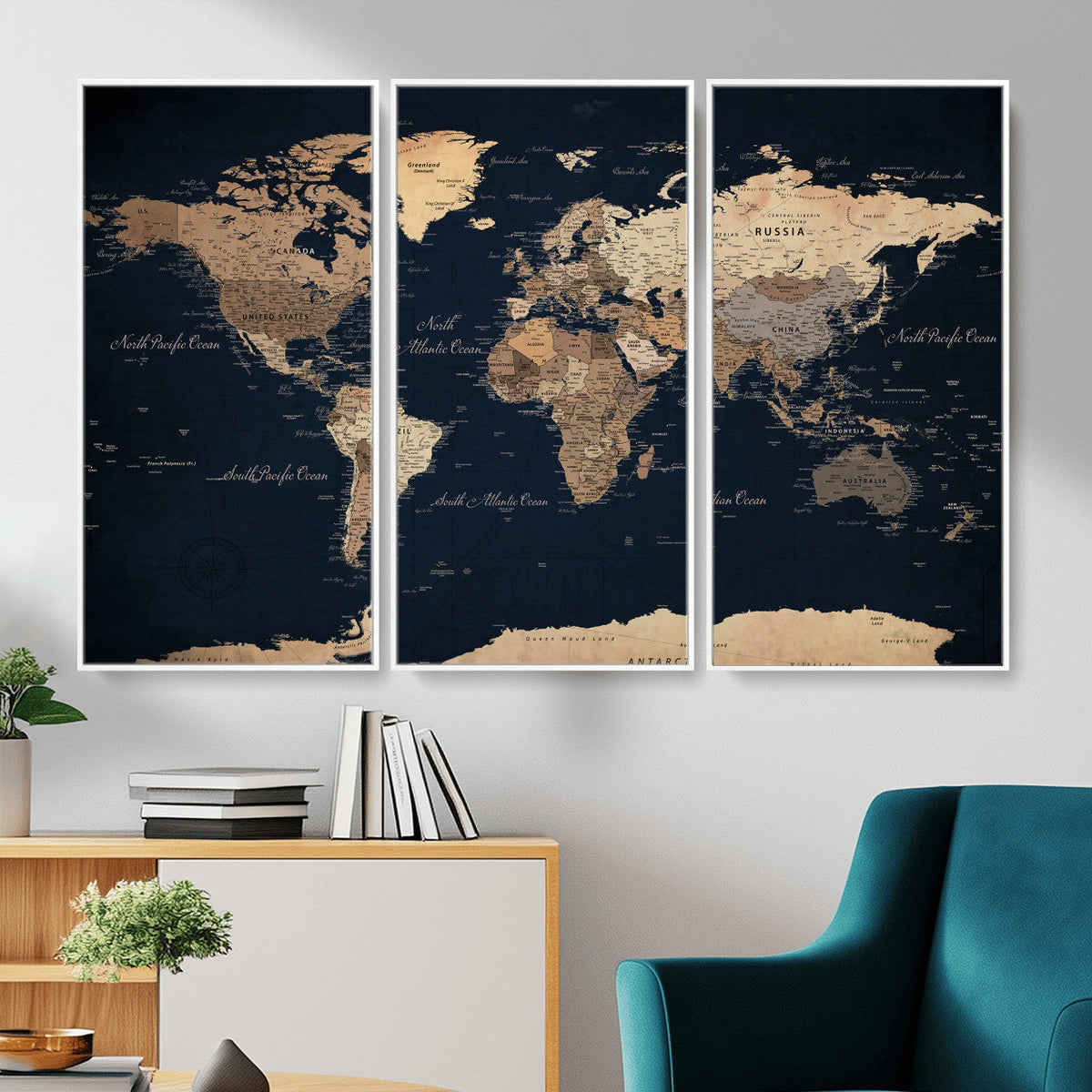 World Map Canvas Print – Detailed Map of the World Wall Art