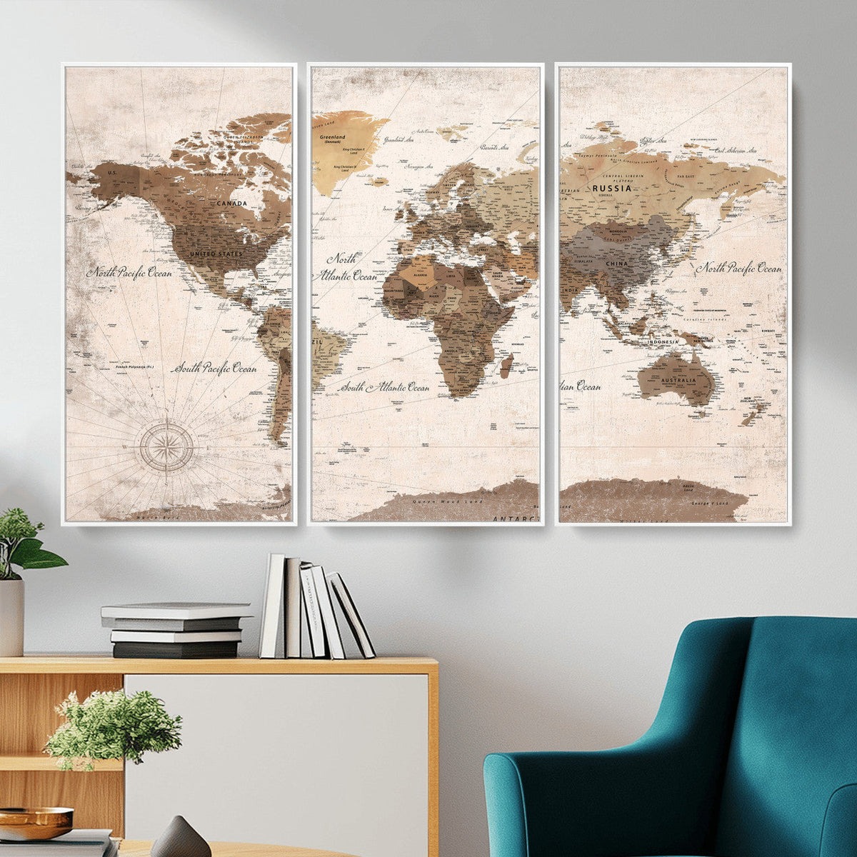 World Map Canvas Print – Framed Travel Map Wall Art for