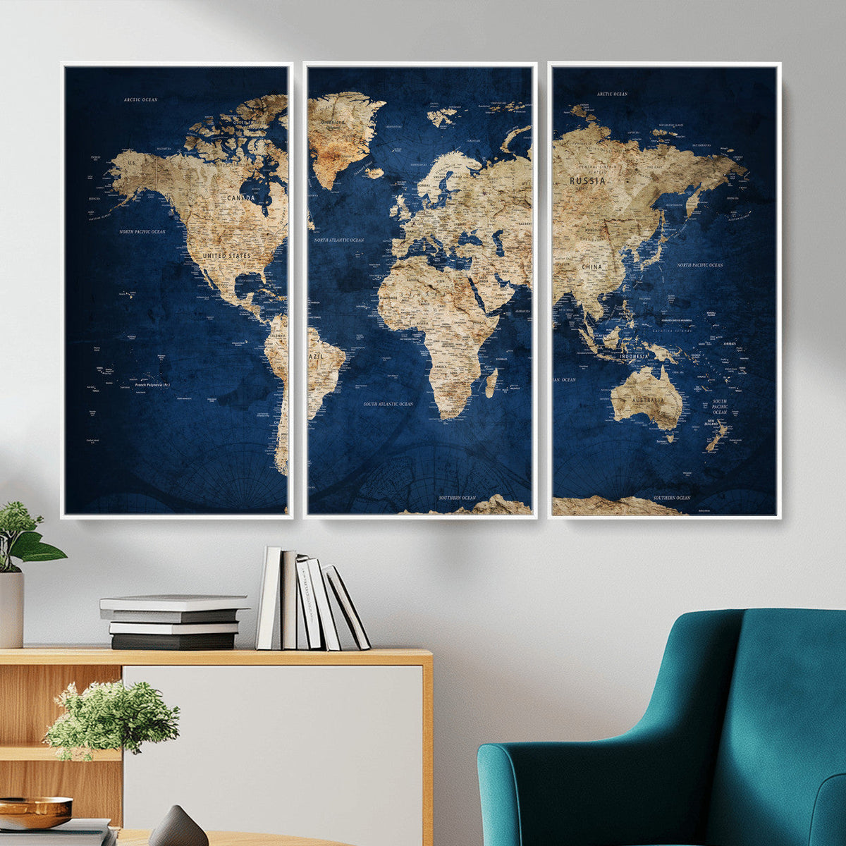 World Map Canvas Print – Framed Travel Map Wall Art for