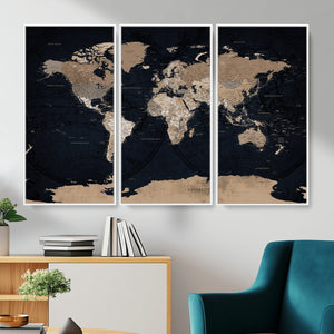 Grunge Wall Art World Map Canvas Print
