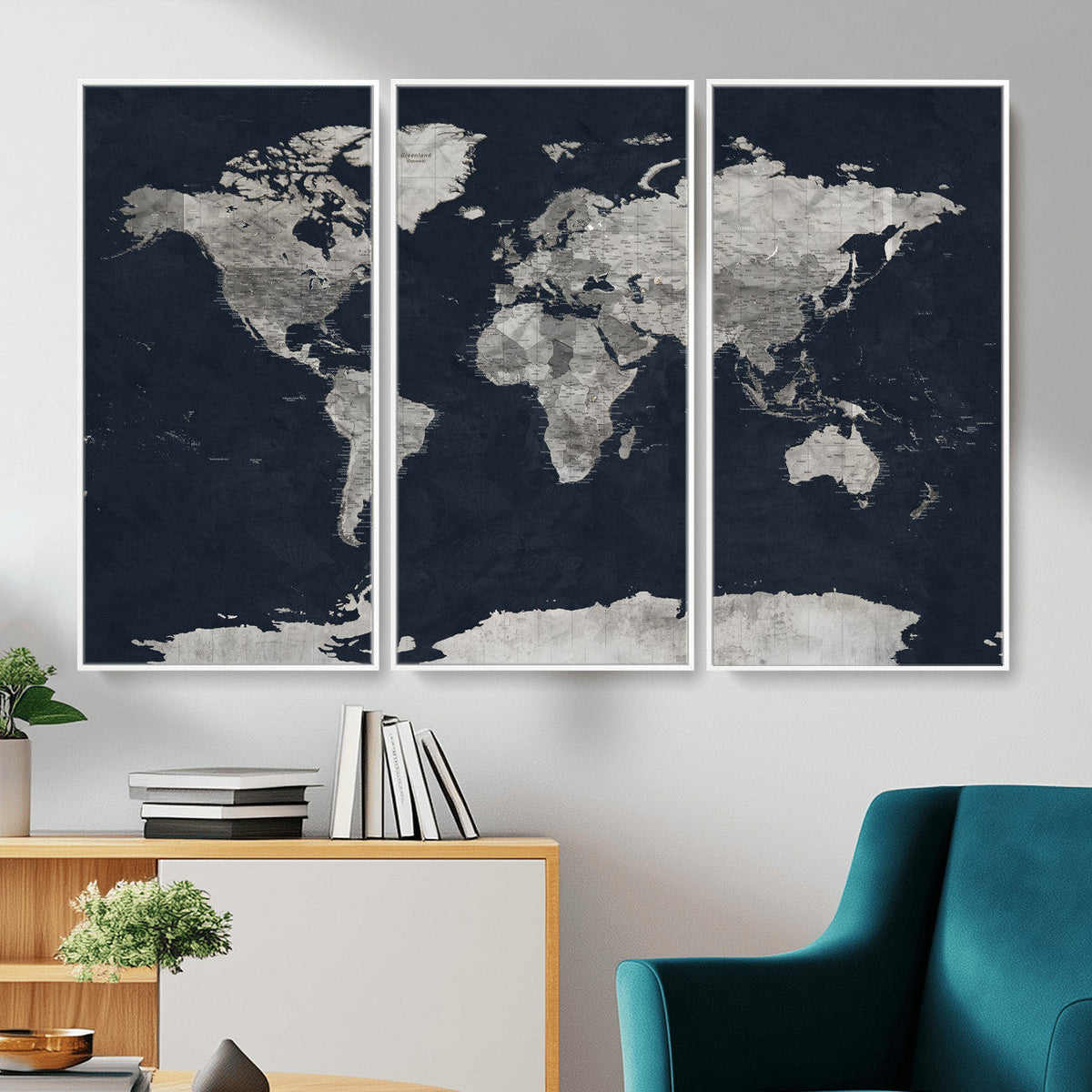 Colorful Watercolor World Map Canvas Print – Vibrant Framed