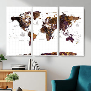 Rustic World Map Wall Art Canvas Print | Large World Map on