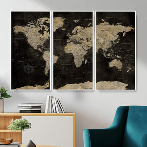 Push Pin World Map Canvas Wall Art Print, Interactive Travel