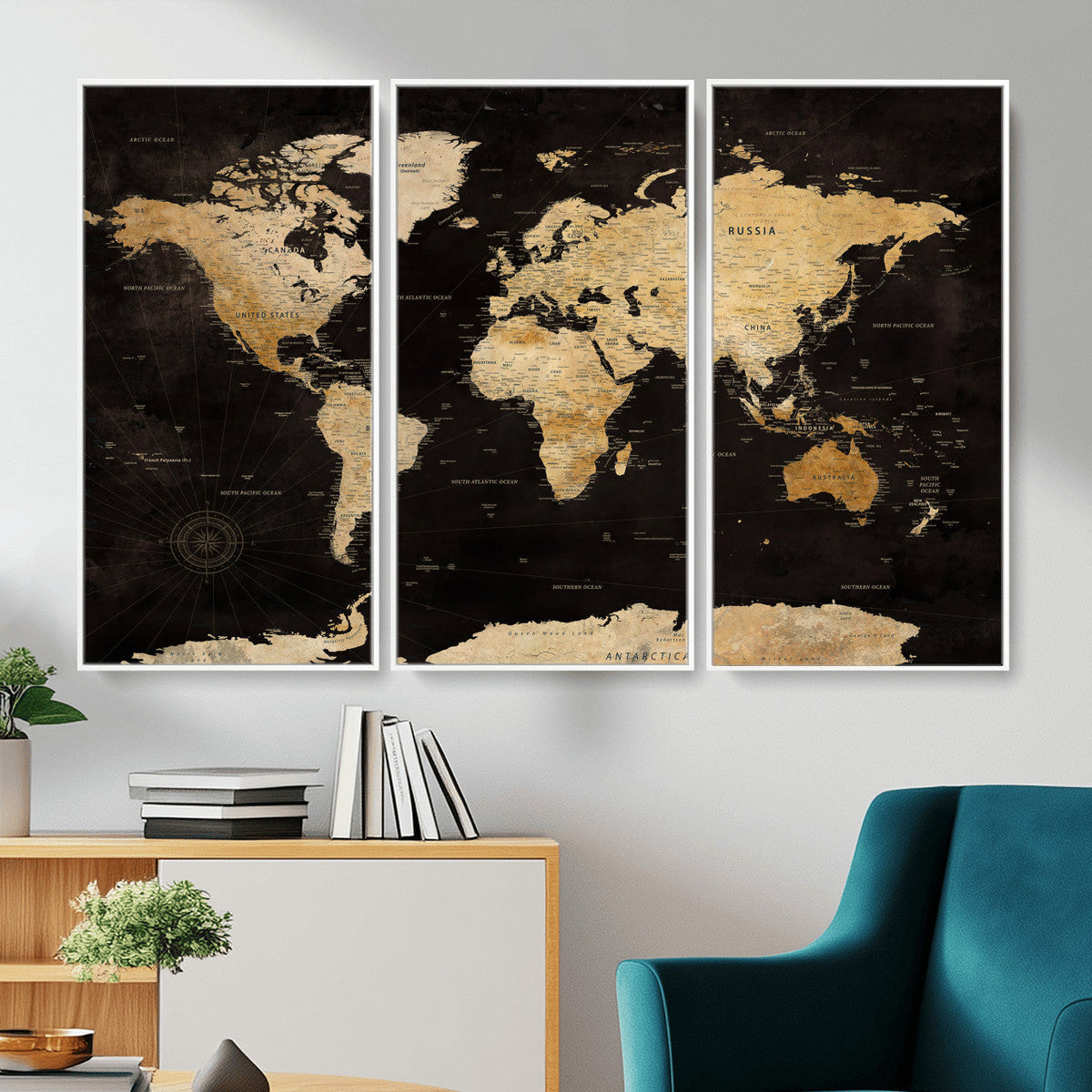 Extra Large World Map Canvas Print – Detailed Map Classic